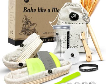 Banneton Bread Proofing Basket Kit: Sourdough Baking Supplies