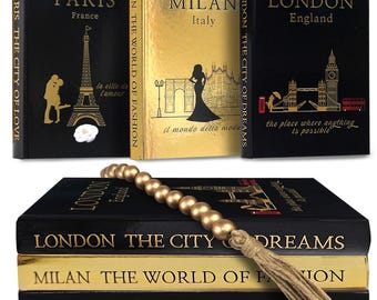 Paris London Milan Decorative Book Set, coffee Table Decor