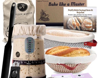Sourdough Starter Kit, Proofing Baskets, Recipe Book, Bread Lame