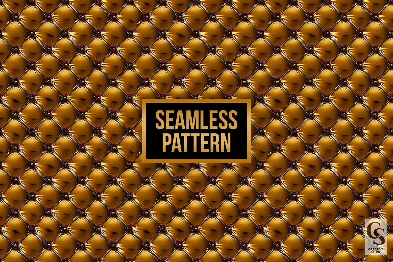 Gold Diamond Tufted Seamless Patterns, Luxury Gold Diamond Buttoned ...