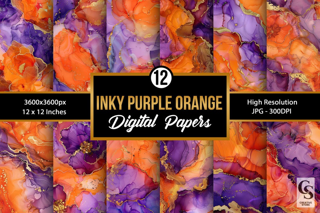 Background Paper Inky Purple Orange Alcohol Ink Backgrounds, Seamless Inky Texture Digital ...
