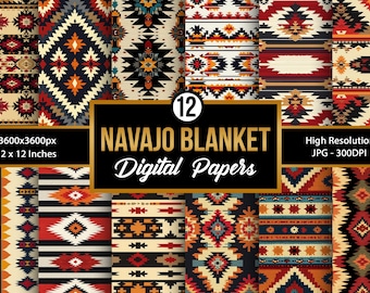 Navajo Blanket Seamless Pattern | Tribal Digital Paper | Southwestern Geometric Design | Boho Craft Background | Instant Download