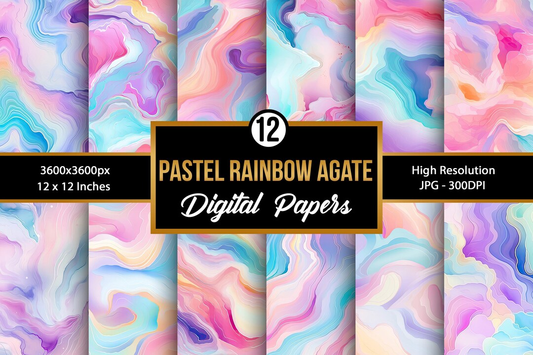 Pastel Rainbow Agate Pattern | Soft Geode Digital Paper | Seamless ...