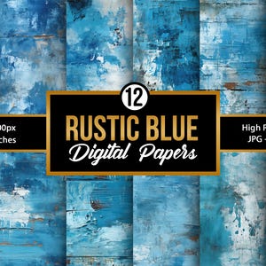 Rustic Blue Grunge Texture | Vintage Sky Blue Digital Paper | Distressed Blue Backgrounds