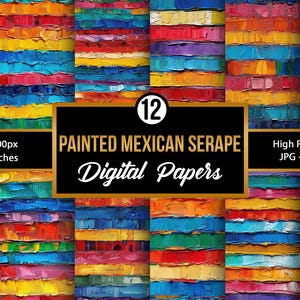 Acrylic Paint Mexican Serape Seamless Pattern | Mexican Digital Papers, Commercial Use