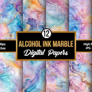 Pastel Alcohol Ink Marble Digital Paper, Soft Pastel Marble Seamless Patterns