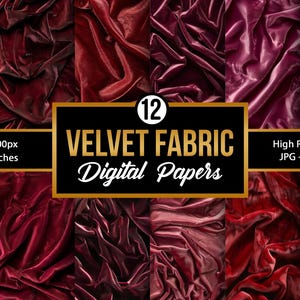 Burgundy Velvet Fabric Digital Paper, Rich Velvet Background, Deep Red Textile, Luxury Fabric Look