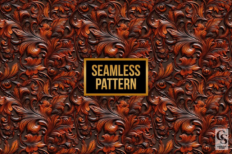 Hand Tooled Leather Digital Papers, Carved Leather Texture Seamless ...