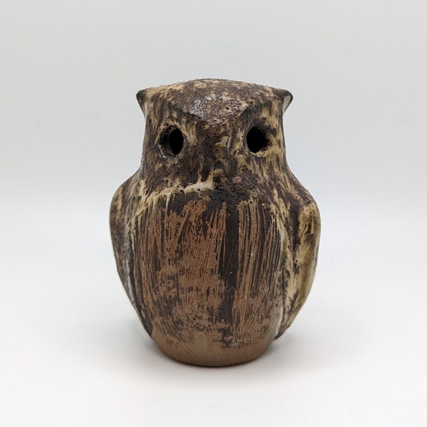 Vintage Edna Arnow Signed Owl Pottery Stoneware Sculpture