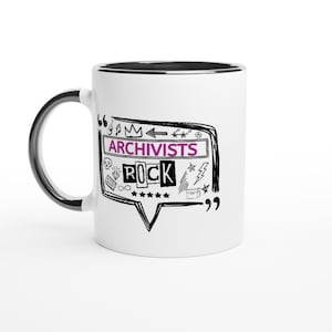 Archivists Rock Mug - Fun 80s Retro Magazine Cutout Letters Style - 5 Sizes Available - Gift for Archivists - Heritage Preservation