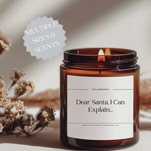 Dear Santa funny santa candle, christmas decor, christmas candle, funny christmas gift, secret santa, holiday candle