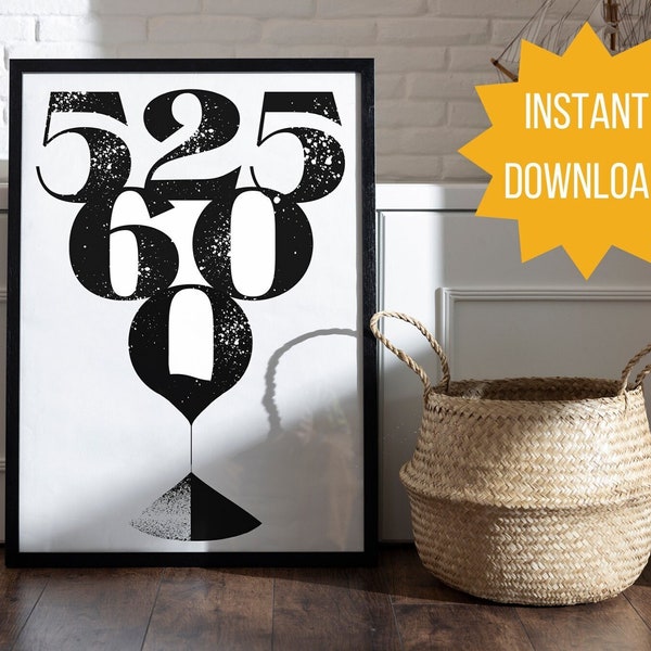 525,600 Minutes Instant Wall Art, Theatre Digital Download, Gift for Actors and Musical Theater Lovers, Drama Classroom Art