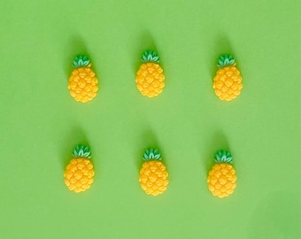 Pineapple Thumbtacks and Magnets | Set of 6 Pineapple Magnets or Push Pin Set | Fruit Magnet |  Fruit Bulletin Board Thumb Tacks