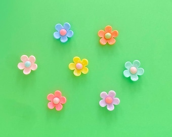 Colorful Daisy Flower Thumbtacks and Magnets | Set of 8 Daisy Magnets or Push Pin Set | Flower Magnet |  Flower Bulletin Board Thumb Tacks