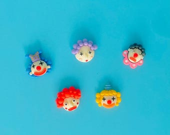 Clown Thumbtacks and Magnets | Set of 5 Clown Magnets or Push Pin Set | Clown Magnet |  Bulletin Board Thumb Tacks | Clown Push Pin