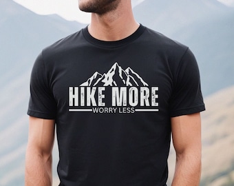 Hiking shirt, Hike More Worry Less Shirt, Outdoors Shirt, Camping Shirt, Backpacking, Mountains, Adventure Shirt, Womens Hiking Shirt