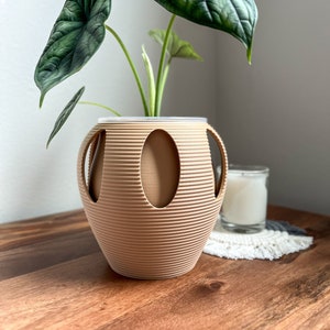 TECO bloempot bloemenvaas past op 4&quot;, 5&quot;, 6&quot;, 7&quot; hoge doorzichtige inzetstukken met drainage Unieke plantenbakken voor interieur, kamerplantpot