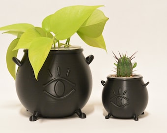 Witch Cauldron Plant Pot Halloween Decor 3D Printed Planter Gothic Home Decor Succulent Plant Gift Cute Cauldron Planter Halloween Decor