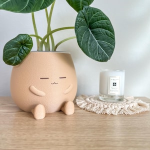 Chill TOT Cute Planter Pot Minimalistic Planter Cozy Home Office Decor Plant Gift for Her, Him, and Plant Lover Clear Pots with Drainage