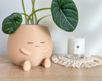 Chill TOT Cute Planter Pot Minimalistic Planter Cozy Home Office Decor Plant Gift for Her, Him, and Plant Lover Clear Pots with Drainage