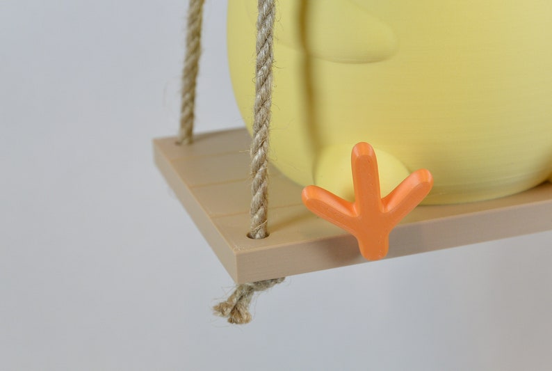 Chick on a Swing Plant Pot Cute Animal Hanging Planter 3D Printed Baby Chicken Gift for Plant Lover Her and Him Unique Hanging Plant Pot image 8