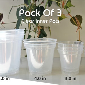2.5", 3", 4", 5" Pack of 3 Clear Pots Orchid Flower Indoor Houseplants Variety Pack Transparent Planters with Drainage Clear Nursery Pots