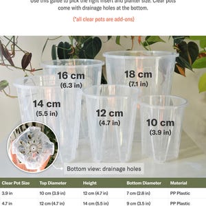Maceta HWASEOM de mediados de siglo, transparente, de 10,16 cm, 13,78 cm y 18,78 cm de alto. Maceta única y perfecta para la decoración del hogar. Plantas de interior de mediados de siglo. imagen 8