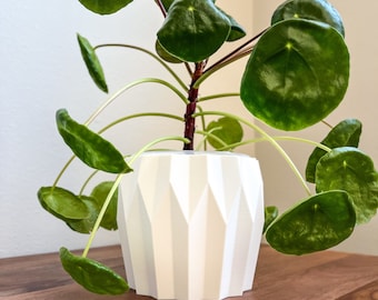 SANGJA Origami Planter Pot 4", 5", 6", 7", 8", 9" Wide Clear Pot with Drainage Decorative Planters for Home Decor, Indoor Large Cache Pot