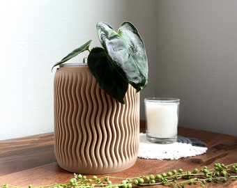 Boho Wavy Plant Pot 4", 5", 6", 7" Tall Clear Pot Perfect Fit Unique Planters for Aesthetic Home Decor Ideas Gifting Indoor Plant Pot