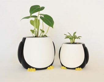 Pot de fleurs de pingouin multicolore imprimé en 3D pour elle et lui, Idée cadeau pour les amoureux des pingouins, des pots de fleurs d'orchidées transparents