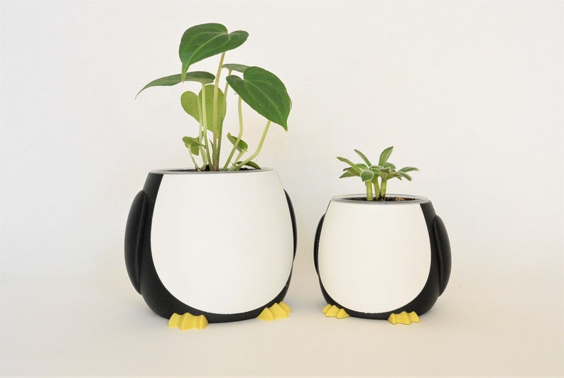 Vaso per piante di pinguino multicolore 3D stampato fioriere di animali carini per lei e lui Idea regalo Penguin Lover Plant Pots Clear Orchid Flower Pots immagine 1