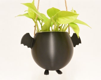 Maceta colgante con diseño de murciélago volador, impresa en 3D, ideal como regalo de Halloween, decoración gótica para el hogar, soporte para plantas de otoño, macetero con alas de murciélago, decoración de murciélagos.