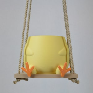 Chick on a Swing Plant Pot Cute Animal Hanging Planter 3D Printed Baby Chicken Gift for Plant Lover Her and Him Unique Hanging Plant Pot image 5
