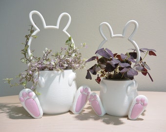 Maceta de conejito de Pascua, linda maceta con forma de animal para regalos de Pascua, enrejado para plantas de conejito, decoración única de Pascua, regalo de primavera para mamá, baby shower, niños