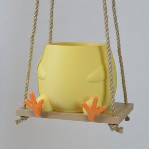 Chick on a Swing Plant Pot Cute Animal Hanging Planter 3D Printed Baby Chicken Gift for Plant Lover Her and Him Unique Hanging Plant Pot image 6