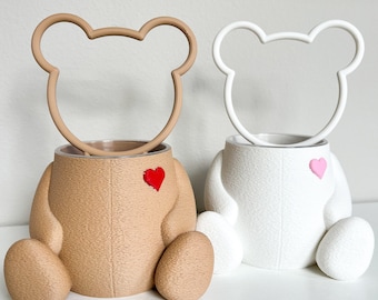 Fuzzy teddybeer met hart plantenbak met latwerk Leuke plantpot voor Valentijnsdag Grappig huisdecor Succulent kamerplantcadeau Heldere potten