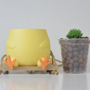 Chick on a Swing Plant Pot Cute Animal Hanging Planter 3D Printed Baby Chicken Gift for Plant Lover Her and Him Unique Hanging Plant Pot image 3