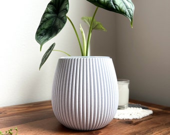 Ribbed Mid Century Modern Plant Pot 4", 5", 6", 7" Tall Clear Pot Perfect Fit Unique Planters for Home Decor Ideas Gifting Indoor Plants