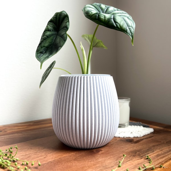 Ribbed Mid Century Modern Plant Pot 4", 5", 6", 7" Tall Clear Pot Perfect Fit Unique Planters for Home Decor Ideas Gifting Indoor Plants