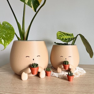 TOT with a Mini Plant Lover Planter Cute Home Office Decor Plant Unique Gift for Her, Him, and Plant Lover Clear Pots with Drainage