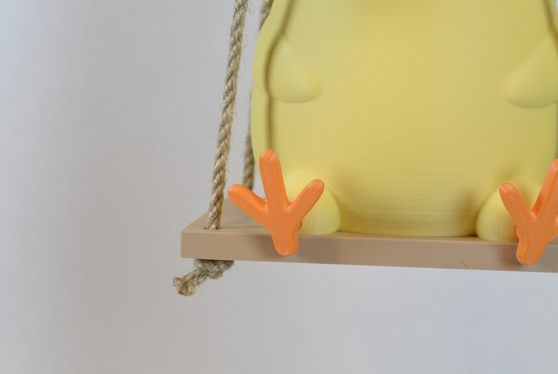 Chick on a Swing Plant Pot Cute Animal Hanging Planter 3D Printed Baby Chicken Gift for Plant Lover Her and Him Unique Hanging Plant Pot image 7