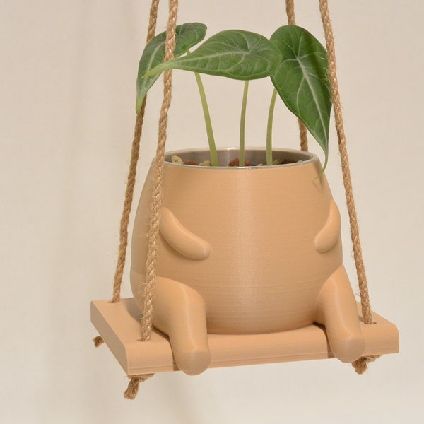 Cute Planter Hanging Pot Chubby Body 3D Printed Funny Gift for Plant Lover Her and Him Clear Plant Pot Succulent Cactus Plant Holder Hanging