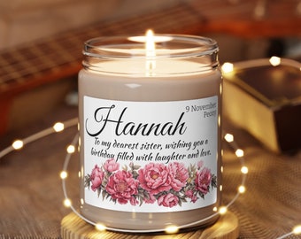 Personalized Birth Month Flower Candle, Birthday Gift