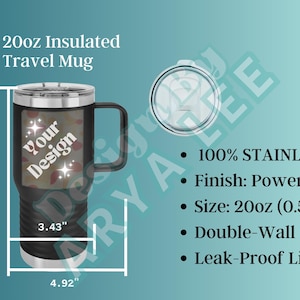 Descarga digital Taza de viaje aislada Polar Camel Carta de colores de 20 oz Maqueta de taza Descripción del producto POD Información de impresión bajo demanda Guía de tallas
