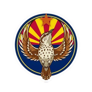 Cactus Wren Aufkleber | Arizona Wachsamkeit Symbol, inspiriert von der Staatsflagge (Kiss Cut)