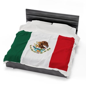 Bandera de México, Flag of Mexico Velveteen Plush Blanket
