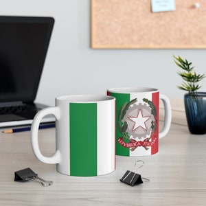 Flag of Italy with National Emblem Ceramic Mug, Flag of Italy, Italy