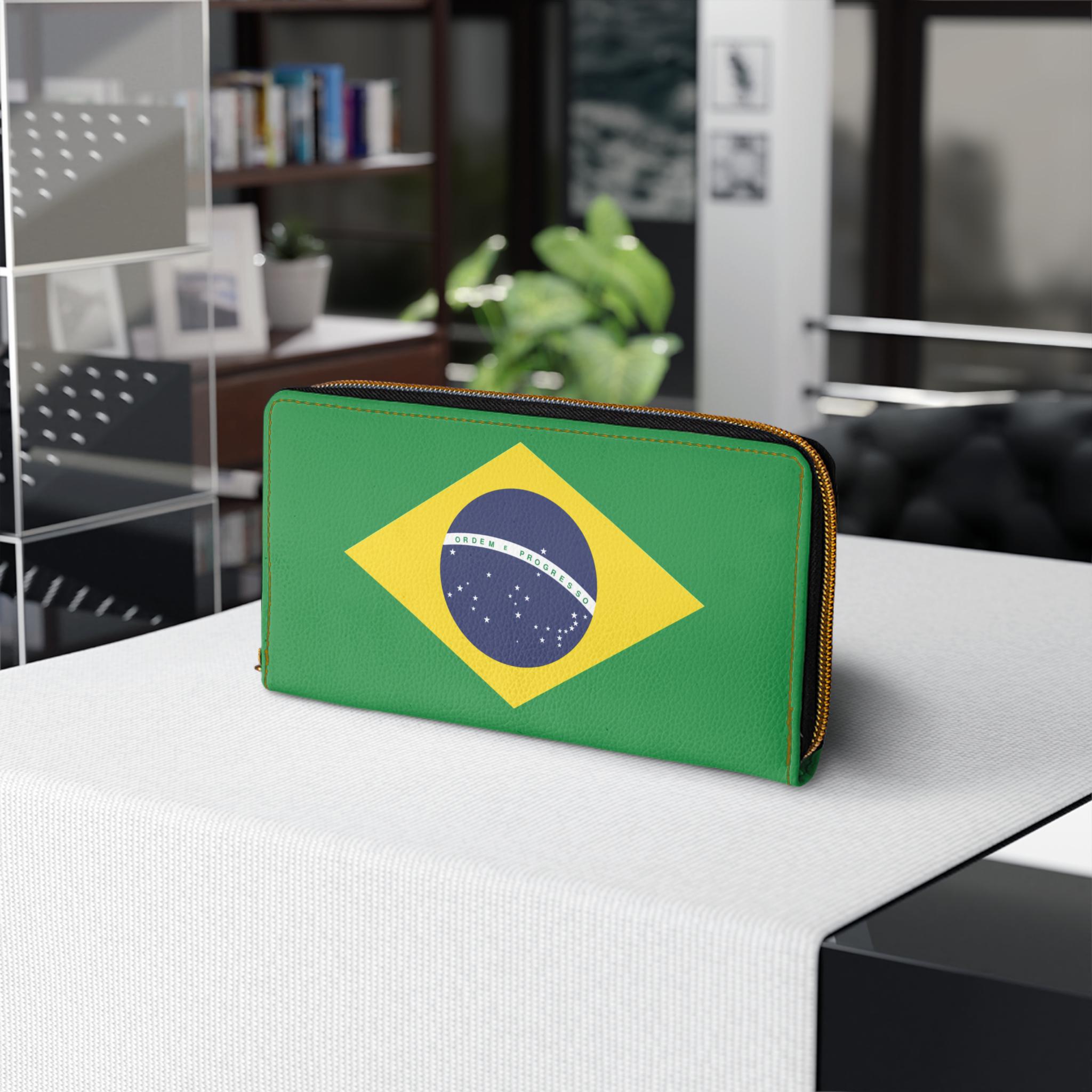 Brazil Flag Zipper Wallet Faux Leather Two Designs National Flag or BRASIL Football Inspired Stylish Durable Card Cash Coin Holder