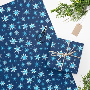 Wrapping Paper, Blue Winter Snowflakes