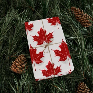 Wrapping Papers, Red Maple Leaves on White